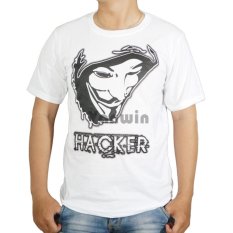 Vanwin - Kaos T-Shirt Distro Premium Hacker Anonymous - Putih
