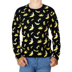 Vanwin - Kaos T-Shirt Distro / kaos Pria / Tshirt Pria / Distro Pria / Baju Pria Premium Long Sleeve Lengan Panjang Banana Pisang - Hitam