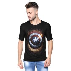 Vanwin - Kaos T-Shirt Distro Premium Superhero Captain Shield Gradasi - Hitam