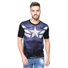 Vanwin - Kaos T-Shirt Distro Premium Superhero FullPrint Captain Stripe - Hitam Abu