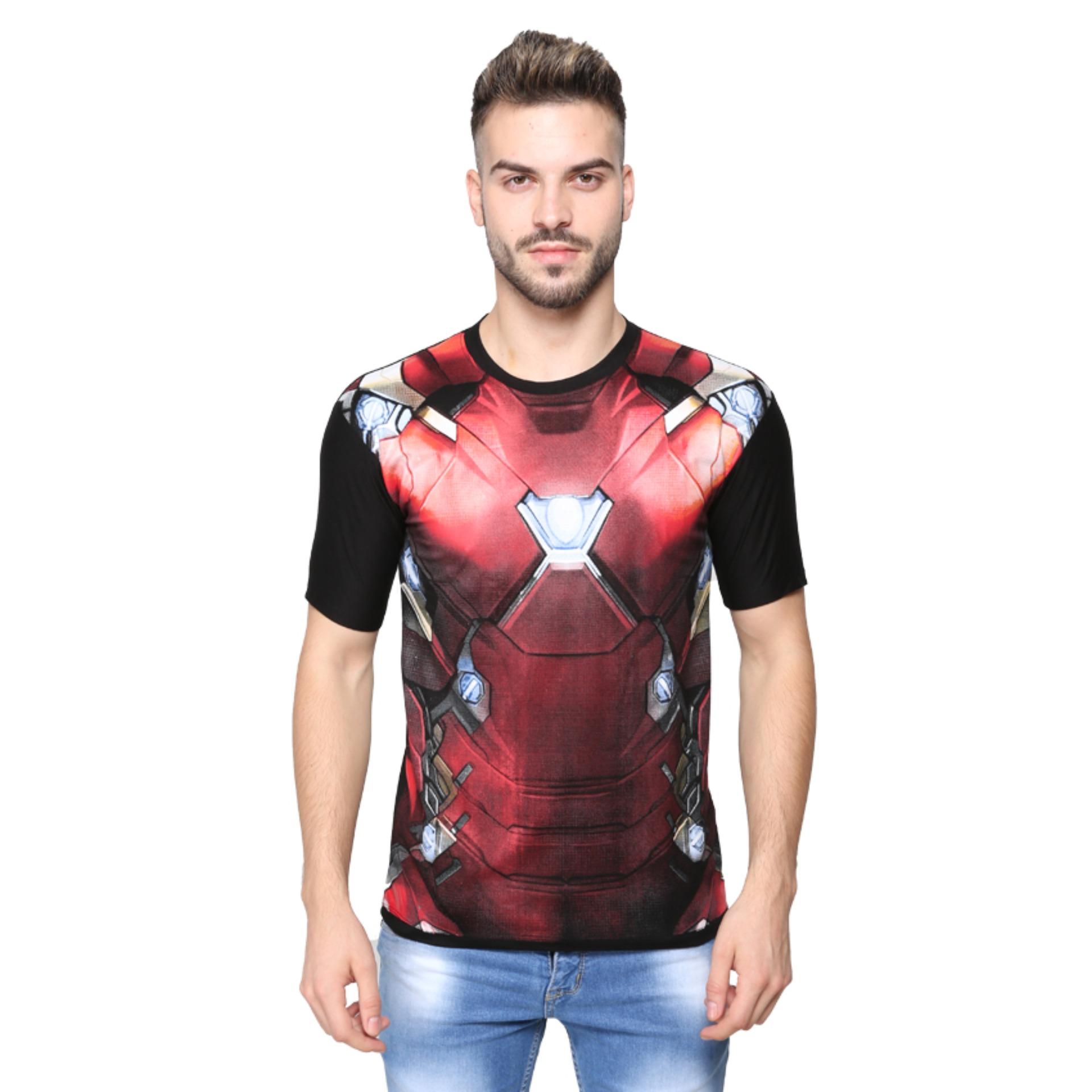 Vanwin - Kaos T-Shirt Distro Premium Superhero Fullprint Ironman - Hitam