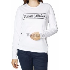 Vanwin - Tumblr Tee / Kaos Cewek Lengan Panjang / T-Shirt Wanita Long Sleeve Sudah Bahagia - Putih