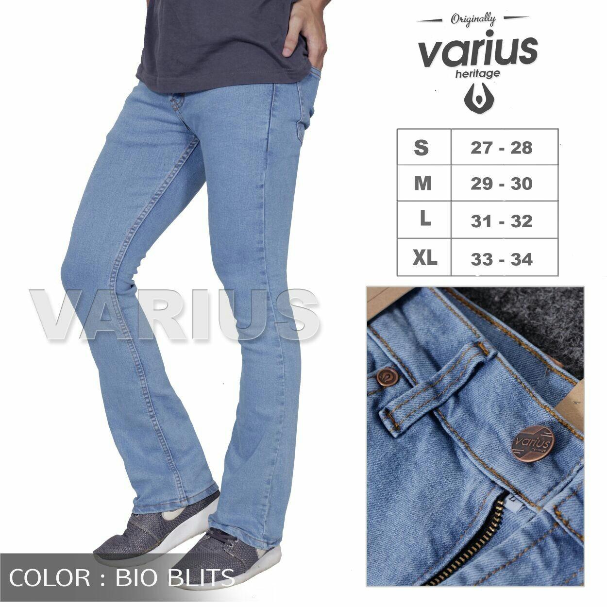 VARIUS Celana jeans cutbray Biru muda pria