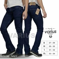 VARIUS Celana jeans cutbray Biru tua pria