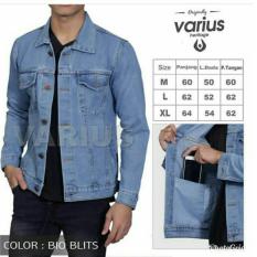 VARIUS Jaket jeans denim pria biru muda