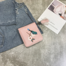 Dompet Uang Kecil Wanita Bordiran Modern Versi Korea (Merah muda)