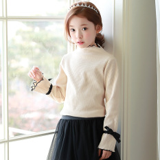 Gaya Korea dari Musim Semi atau Musim Gugur Model Anak Tanduk Lengan Kemeja Kerah Kemeja Kerah Kemeja (Krem)