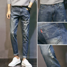 Versi Korea dari Kaki Laki-laki Adalah Celana Tipis Lubang Celana Jeans (Model 152)