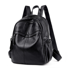 Ransel Kulit Lembut Jaman Sekarang Wanita Gaya Korea (Hitam) (Hitam)