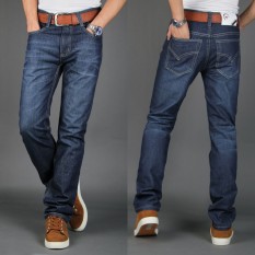 Celana Jeans Pria Lurus Membentuk Tubuh Trendi (Denim biru) (Denim biru)
