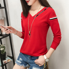Kaos Korea Fashion Style Baru Baju Dalaman Modis Warna Solid (Hitam)