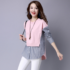 Atasan Korea Fashion Style Baru Baju Dalaman Jahitan Longgar (Merah muda) baju wanita baju atasan kemeja wanita