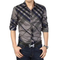 Kemeja Musim Semi Pria Kemeja Korea Fashion Style Laki-laki (108 jaringan biru) baju atasan kaos pria kemeja pria