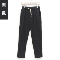 Celana Kain Linen Musim Panas Celana Cargo Korea Fashion Style Sepatu Linen (Hitam)