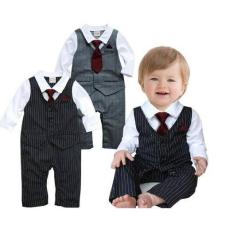 Vest Tuxedo Romper Korean Casual Suit Lengan Panjang Bayi - Baju Romper Bayi Super Lucu Baju Newborn Baju Pesta Anak Baru Lahir