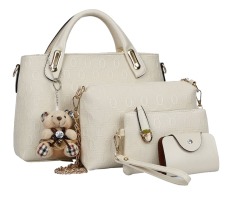 Vicria Tas Branded Wanita - Elegat Bag Korean Style High Quality 4in1 - Beige