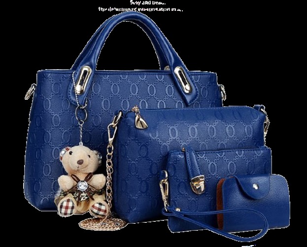 Vicria Tas Branded Wanita - Korean Style 4in1 High  Quality - Biru