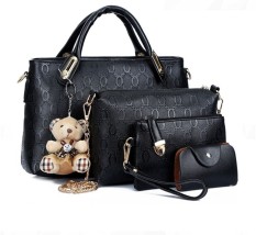 Vicria Tas Branded Wanita - Korean Style High Quality 4in1 - Hitam