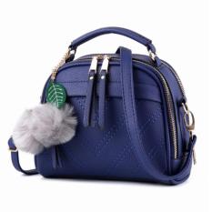 Vicria Tas Branded Wanita With Pompom - High Quality PU Leather Korean Elegant Bag Style BB2073 - Biru Tua