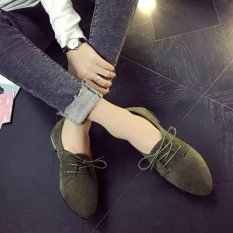 Kemenangan 2017 Wanita Fashion Flat Sepatu Rekreasi Suede Lancip Lace-UP Sepatu Wanita (Hijau)-Intl