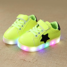 Kemenangan Baru Anak Colorful Luminous Sepatu LAMPU Kilat LED Light Non-slip Anak's Sepatu (Hijau) -Intl
