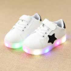 Kemenangan Baru Anak Colorful Luminous Sepatu LAMPU Kilat LED Light Non-slip Anak's Sepatu (Putih) -Intl