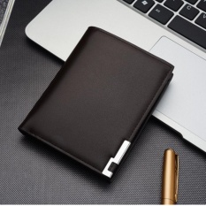 Kemenangan Baru Pria Jual Fashion Bagian Pendek Lron Sisi Youth Bagian Vertikal Dompet (Cokelat Kehitaman)