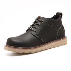 Kemenangan Baru Tren Pria Round Head Sepatu Bot Martin Boots Vintage Pendek Boots (Hitam)-Intl