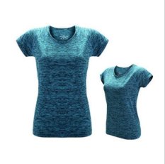 Kemenangan Wanita Fashion Quick Drying Fitness Suit Outdoor T-shirt Motion Yoga Lengan Pendek (Biru)-Intl