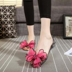 Kemenangan Wanita Jelly Sandal Simpul Adalah Pantai Flat Shoes (Merah)-Intl