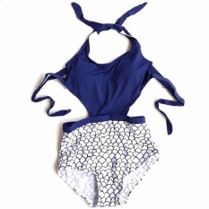 Vienna Linz Baju Renang Wanita Backless Monokini Swimsuits Beachwear Dewasa Swimwear Swimming Suit Olahraga Laut Beach Pakaian Pantai Fashion Sporty Sport Sea Seksi Bahan Polyester dan Terylene s4471 - Biru