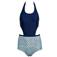 Vienna Linz Baju Renang Wanita Backless Monokini Swimsuits Beachwear Dewasa Swimwear Swimming Suit Olahraga Laut Beach Pakaian Pantai Fashion Sporty Sport Sea Seksi Bahan Polyester dan Terylene s4471 - Biru Muda