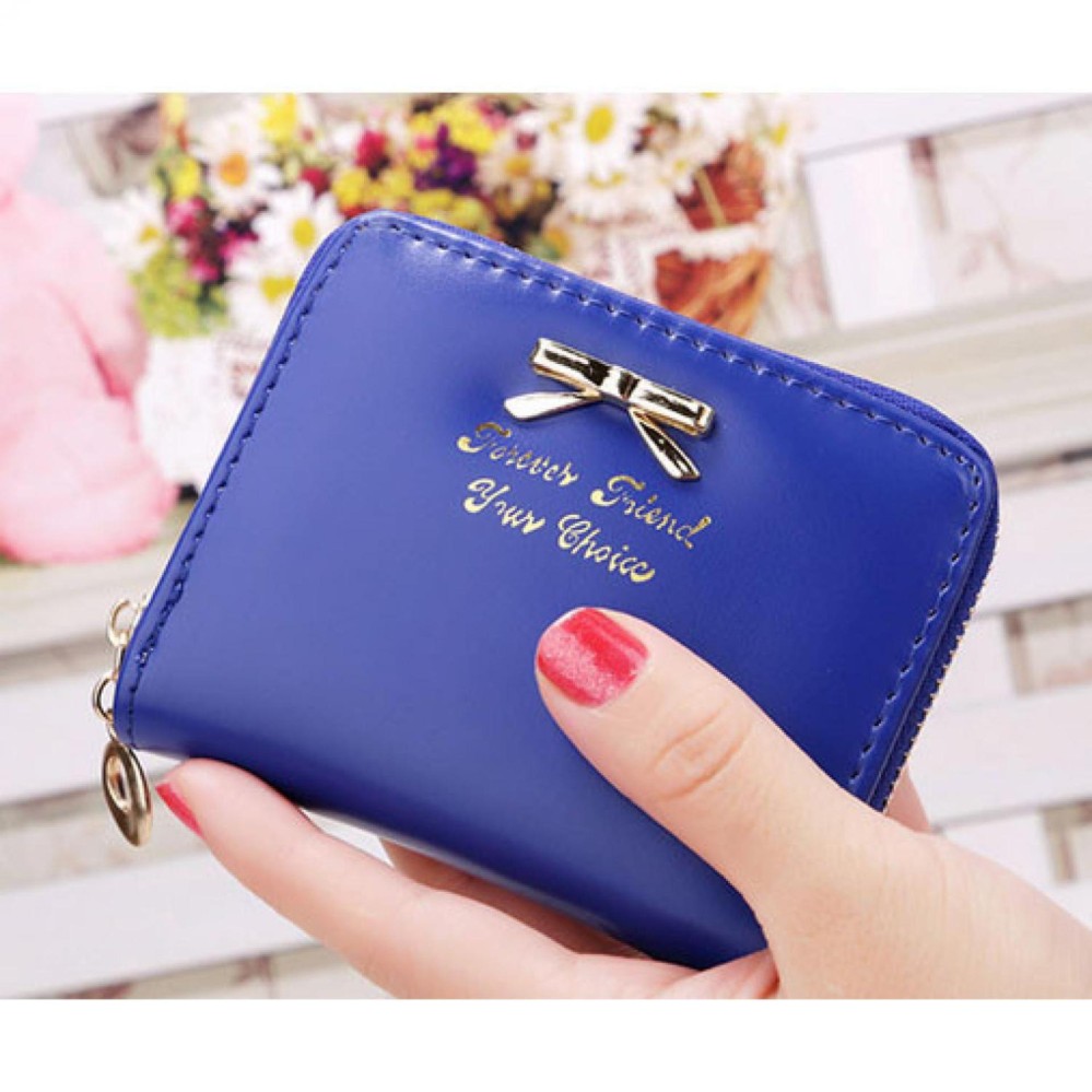 Vienna Linz Dompet Wanita Forever Friend Model Zip Kecil Cute Feminim Koin Design Bahan Kulit Sintetis Wallet s7539 - Blue