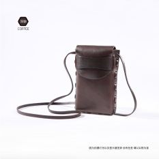 Vintage Tas Wanita Kulit Jepang Tas HP 7 Plus Tas Sayur Kecokelatan Kulit (Kopi Yang Mendalam)
