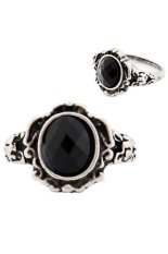 Vintage Ukiran Onyx Cincin (Hitam)