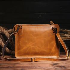 Vintage Asli Crazy Horse Kulit Tas Messenger Pria Tablet Laptop iPad Tas Bahu Tas Tas Tangan-Intl