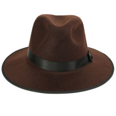 Vintage Pria Wanita Berbulu Wol Merasa Topi Fedora Bertepi Lebar Topi Bowler Trilby Jazz Cap-Internasional
