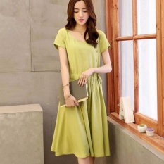 Antik Plus Ukuran Ukuran Besar Longgar Gaun Lembut Linen Sisi Pocketskirts Mini Gaun untuk Wanita Bersalin Hamil Wanita Gemuk Ukuran m-XX-Internasional