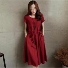 Antik Plus Ukuran Ukuran Besar Longgar Gaun Lembut Linen Sisi Pocketskirts Mini Gaun untuk Wanita Bersalin Hamil Wanita Gemuk Ukuran m-XX-Internasional