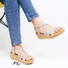 Pluvia - Viola Sandal Wedges Wanita Strappy JP06 - Cream