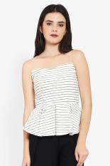 Vivo Fashion Jessica Stripe Peplum Diskon discount murah bazaar baju celana fashion brand branded