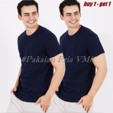 VM - Buy 1 Get 1 - Get 2 pcs Kaos Oblong Biru Dongker Polos Basic Pendek