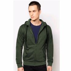 VM Jaket Polos Fleece Hijau Army - Zipper Hoodie