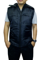 VM Jaket rompi parasut hoodie hitam - black vest parasut hoodie