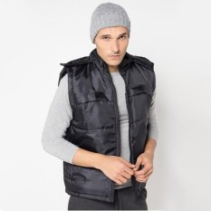 VM Jaket Rompi Polos Parasut Hitam Zipper