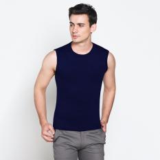 VM Kaos Singlet Polos Katun Biru Navy - Dalaman Fitness - Olahraga