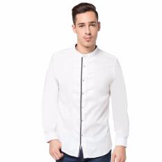 VM Kemeja Kerah Shanghai Muslim Slimfit putih panjang