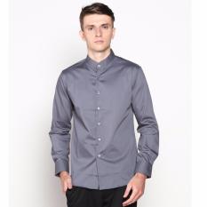 VM Kemeja Koko Muslim Krah Shanghai Slimfit Panjang Abu Tua