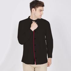 VM Kemeja Krah koko Slim Hitam Slimfit Panjang - Long Shirt