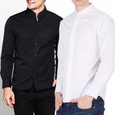 VM - Paket Hemat - 2 pcs Kemeja Koko Dolby Hitam dan putih Slimfit